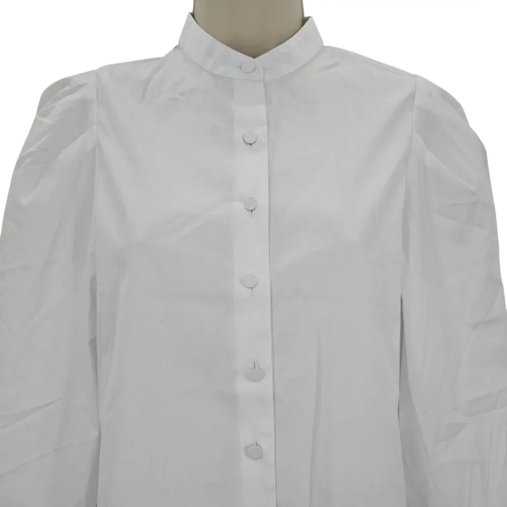Madewell Womans size XS Cropped Puff Long Sleeve Button Up Shirt White NW627 NEW